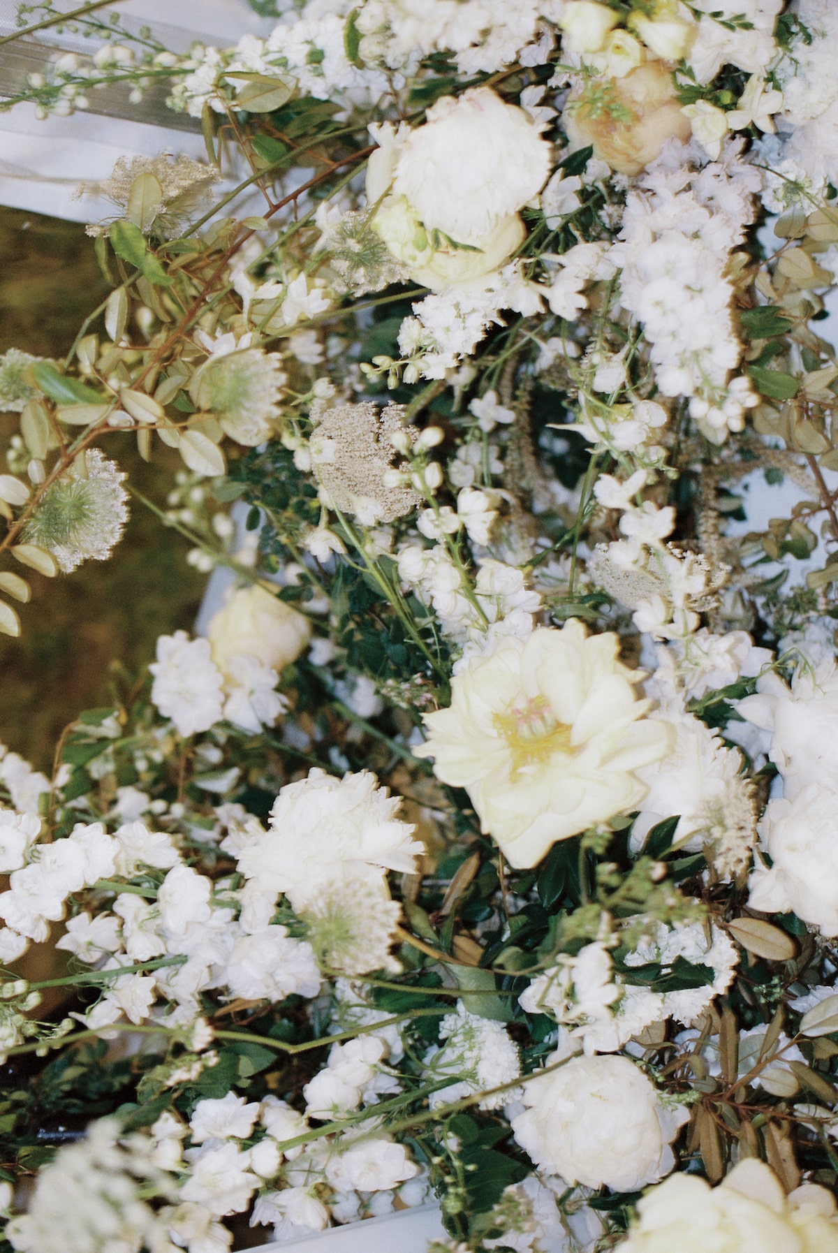 beautiful wedding floral detail in film photo. Ana Galloway Photography