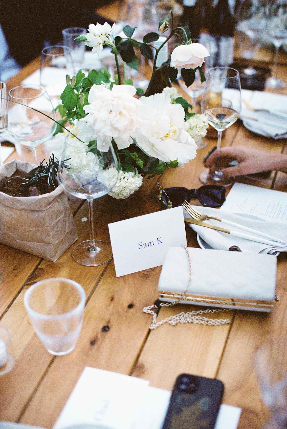 wedding reception beautiful detail in film photo. Ana Galloway Photography