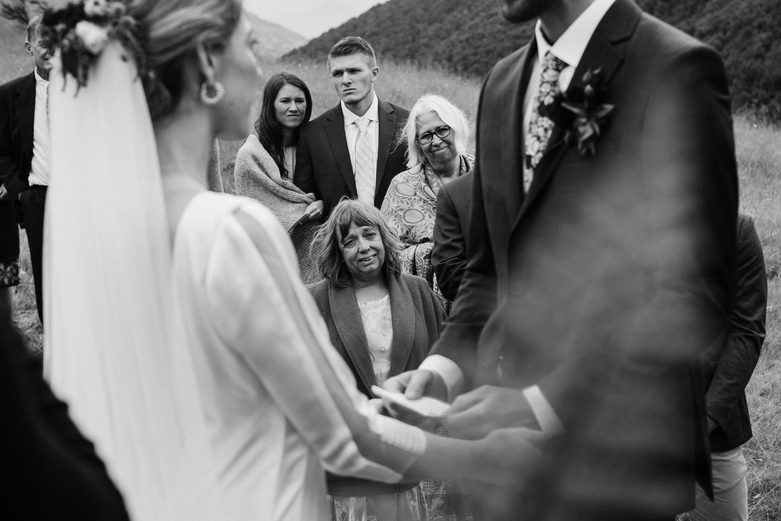 Bride and Groom saying their I do's during their wedding ceremony Queenstown Wedding Ana Galloway Photography