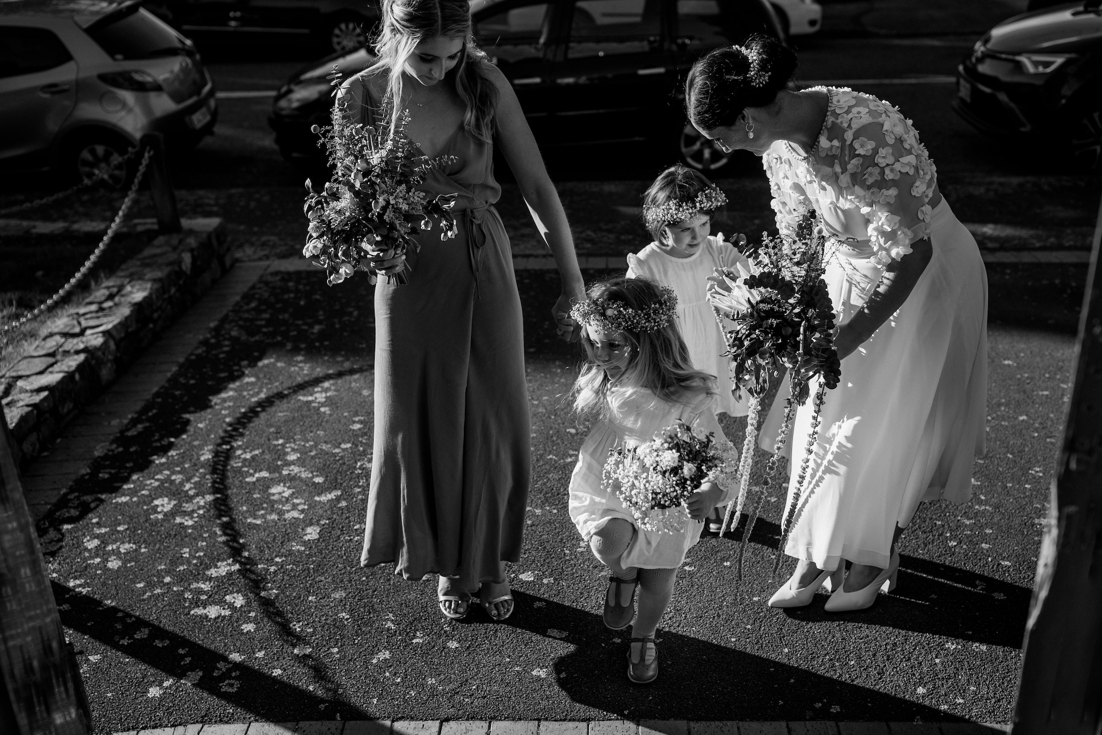 Flower girls at a wedding ready for the ceremony Ana Galloway Photography